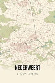 Vieille carte de Nederweert (Limburg) sur Affiches de lieux