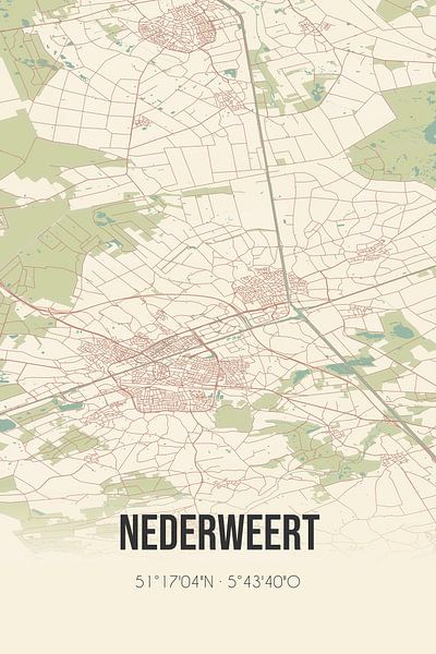 Vintage map of Nederweert (Limburg) by Prints of Place