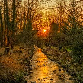Sunset at the Eyserbeek in Simpelveld by John Kreukniet