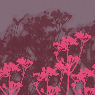 Fleurs sauvages en rose néon et violet. sur Dina Dankers