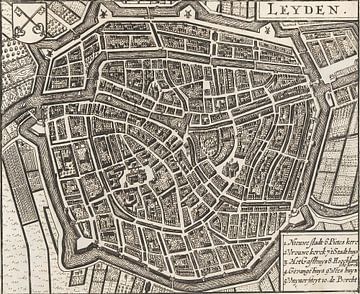 An old map of Leiden. Historical map of Leiden, Old Leiden by Nederlands Erfgoed