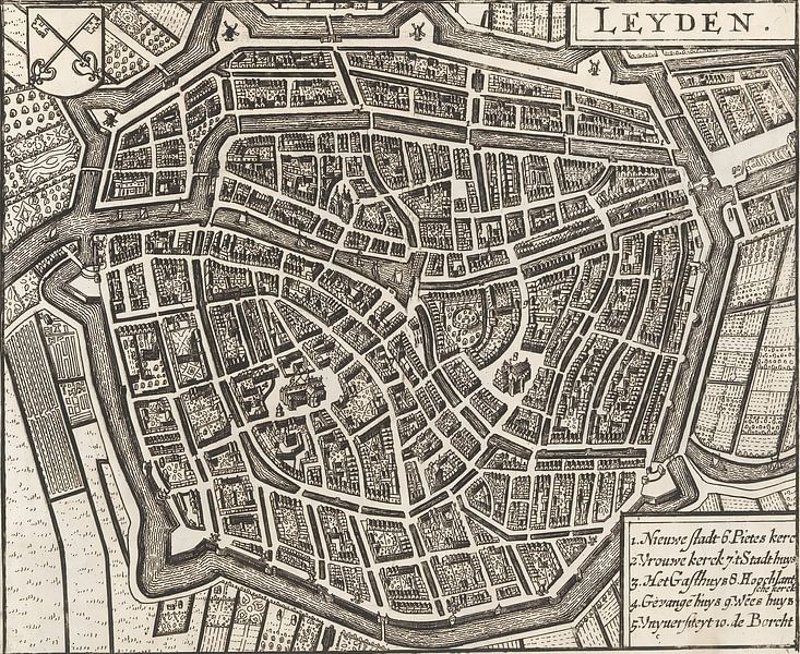 An old map of Leiden. Historical map of Leiden, Old Leiden by ...