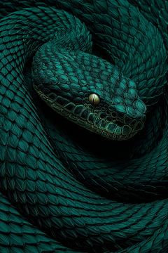 Schlange im Smaragdglühen der Gefahr