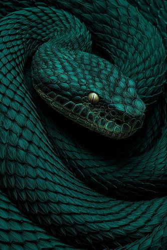 Snake in Emerald Glow of Danger