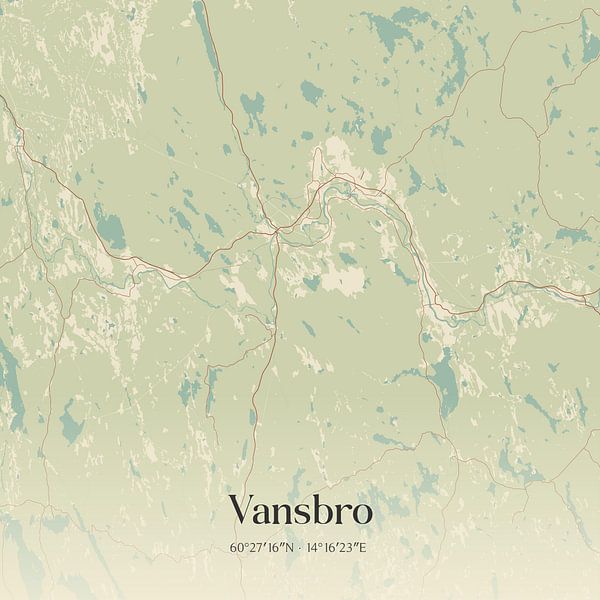 Vintage map of Vansbro, Sweden. by Prints of Place