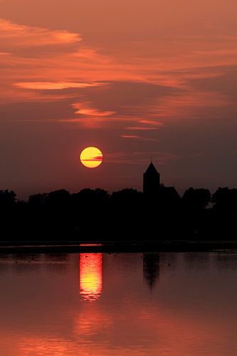 Zalk bij zonsondergang