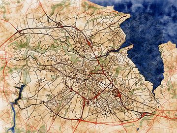 Map of Saint-Brieuc with the style 'Serene Summer' by Maporia