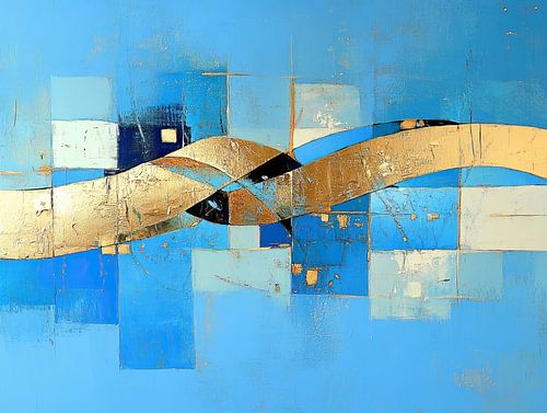 Waves of Gold on Blue