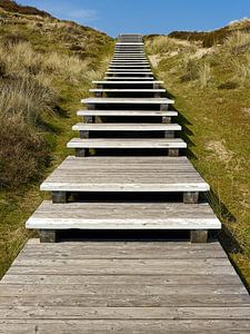Holztreppe in einer Düne bei List, Sylt