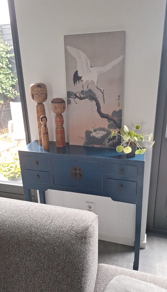 Japanese crane on branch of pine tree of Ohara Koson 