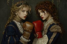 Portrait of two noblewomen - old masters with a wink by Peter Pen Drawings and Paintings