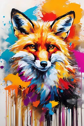 Kleurrijke abstracte vos kunst
