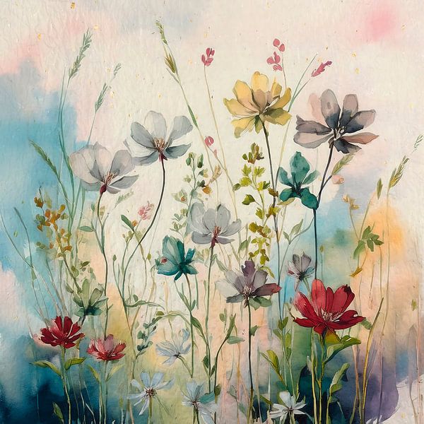 Nouvelle peinture rurale de fleurs et d'herbes par Studio Pieternel