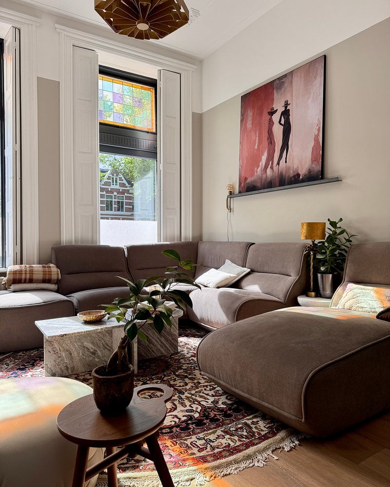 Zwei Damen in Pfirsich Wandbild.  von Karina Brouwer 