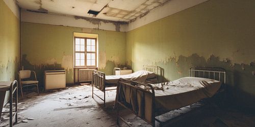 Schlafsaal in einem verlassenen Krankenhaus