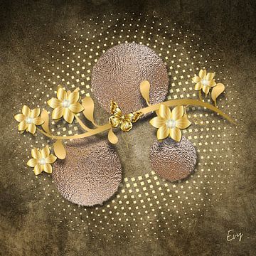 "Golden Blossom on Texture"