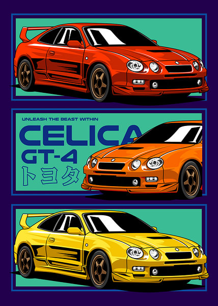 Toyota Celica GT 4 Car by Adam Khabibi on canvas, poster