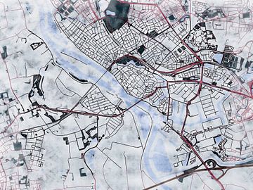 Map of Deventer with the style 'White Winter' by Maporia