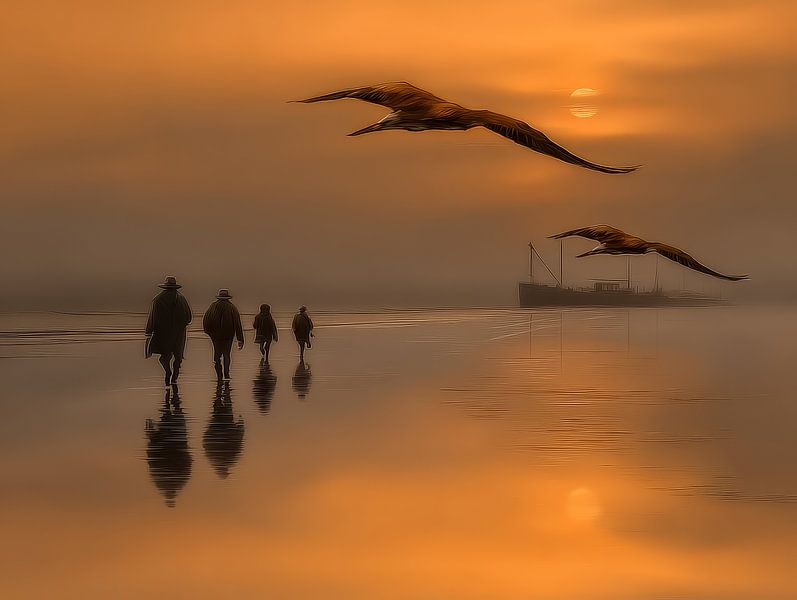 beach walk during sunrise by Egon Zitter