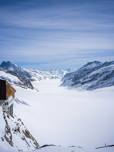 Uitzicht op de Aletschgletsjer vanaf het Jungfraujoch plateau