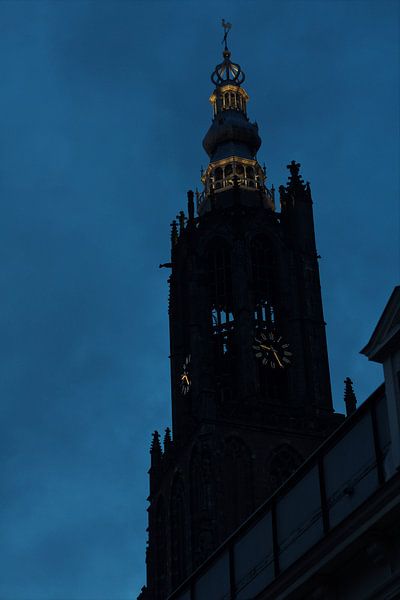 Silhouet Lieve vrouwe toren in Amersfoort van Lars van 't Hoog