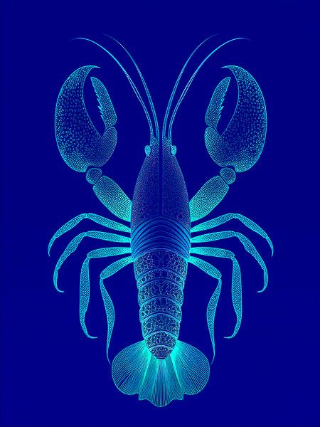 Illustration eines abstrakten Krebses in Blau von STUDIO MINIMAL ART