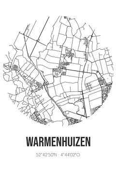 Warmenhuizen (Noord-Holland) | Karte | Schwarz und Weiß von Rezona