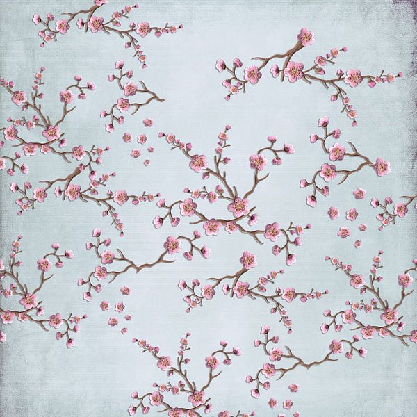 Kersenbloesemtakken met roze bloemen van Monika Strigel