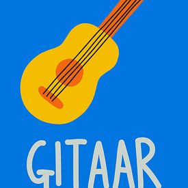 Children's Guitar Poster – Music Illustration for a Child's Bedroom by Jun-Yi Lee