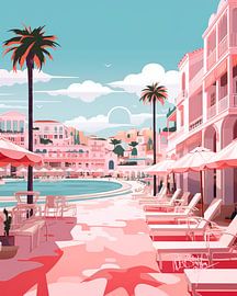 Illustration of a summer feeling in St Tropez III by René van den Berg