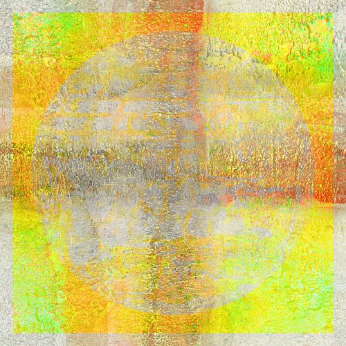 Warme steenstructuur en neon cirkel