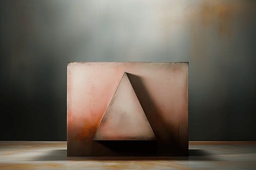 Abstract ruimtelijk samenspel tussen een rechthoek en een driehoek