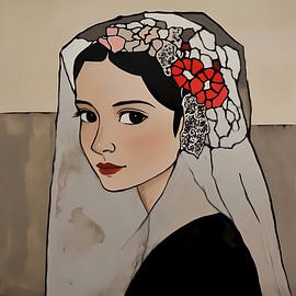 Portrait Frau mit Schleier von Jan Bechtum