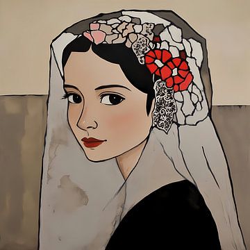 Portret vrouw met sluier