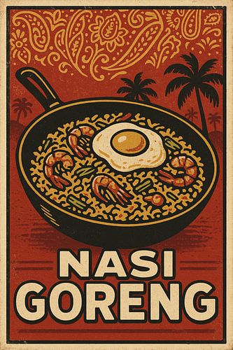 Nasi Goreng Muurprint - Vintage Indonesische Poster van Straateten