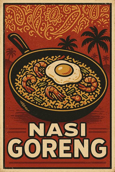 Nasi Goreng Wanddruck - Vintage Indonesisch Street Food Poster von Travel Shop