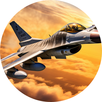 F16 straaljager gouden uur van Digitale Schilderijen