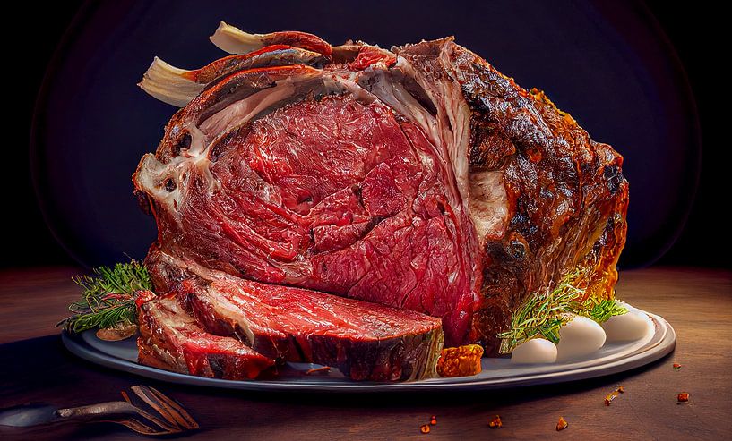 Panorama Rindfleisch auf einem Teller Illustration von Animaflora PicsStock