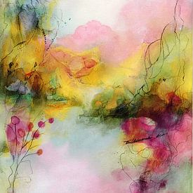 Colourful Organic Abstract in Pink and Yellow by Joriali Abstract