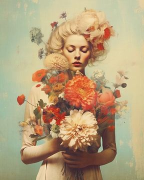 Portrait "Vintage flowers" by Carla Van Iersel