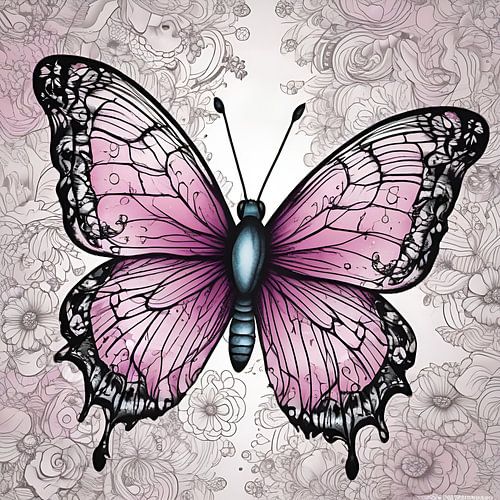 Kleurrijke dans van vleugels: de betoverende schoonheid van een roze vlinder