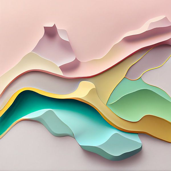Pastel abstract landschap van Bianca ter Riet