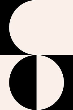 Zwart en wit minimalistisch geometrisch affiche met cirkels 2_5 van Dina Dankers