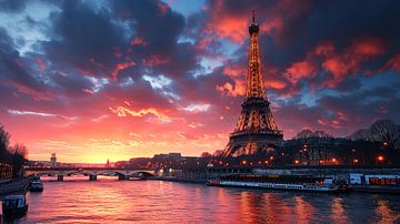Evening red in Paris by Vlindertuin Art