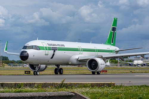 Transavia Airbus A321neo in retro livery.