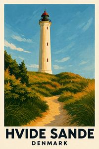 Hvide Sande - Un phare entre le sable et les herbes d'été