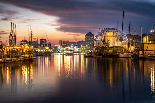 Golden Farewell: Sunset in Genoa's Old Port