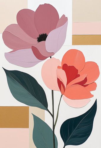 Flower Painting in Pastel - Modern Art for Wall Decoration.