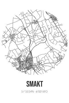 Smakt (Limburg) | Landkaart | Zwart-wit van Rezona