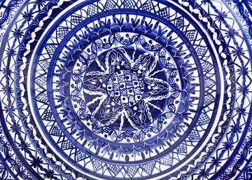 Portugiesischer Keramik-Teller in Blau und Weiss von Western Exposure